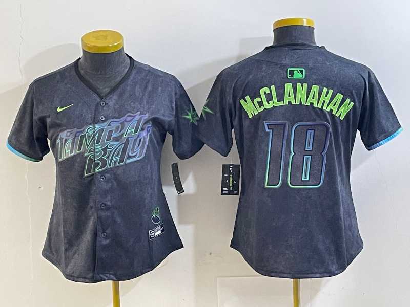 Women's Tampa Bay Rays #18 Shane McClanahan Charcoal 2024 City Connect Limited Stitched Jersey,We sell and wholesale Women's Tampa Bay Rays #18 Shane McClanahan Charcoal 2024 City Connect Limited Stitched Jersey on line form chian!